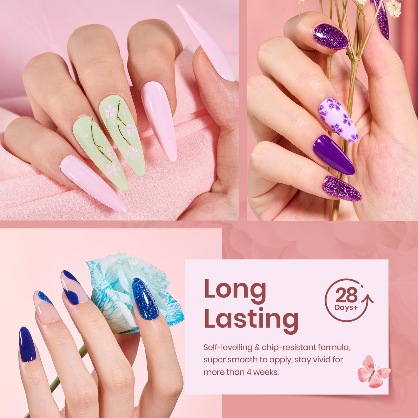 beetles Gel Polish Set 36 Colors Verse of Flower Collection All Season Nail Polish Pink Green Red Brown Purple Gel Polish with 3Pcs Base Top Coat Soak off UV Gel & Nail Art Stickers thumbnail 5