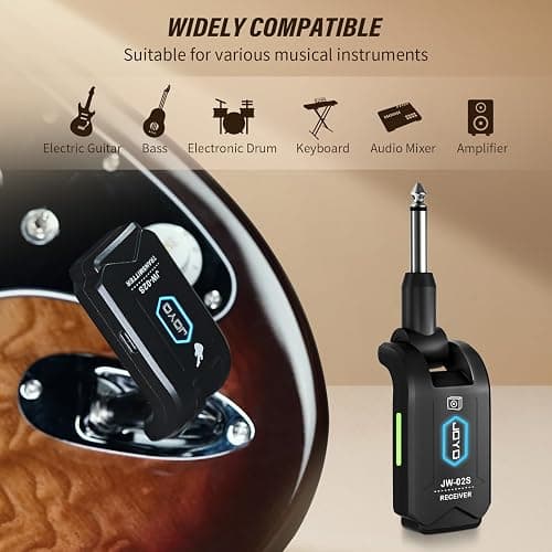JOYO 5.8GHz Wireless Guitar System Wireless Guitar Transmitter Receiver Rechargeable Audio with 4 Signal Channels for Electric Guitar Bass 20M (JW-02S) thumbnail 3