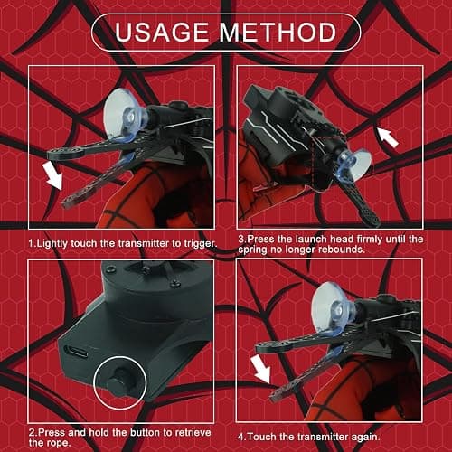 HNCSFW Spider Silk Launcher for Kids,Web Shooters- USB Type c Charging, Launch Distance 8ft - Can Grab Small Objects-Variety of Play Modes thumbnail 4