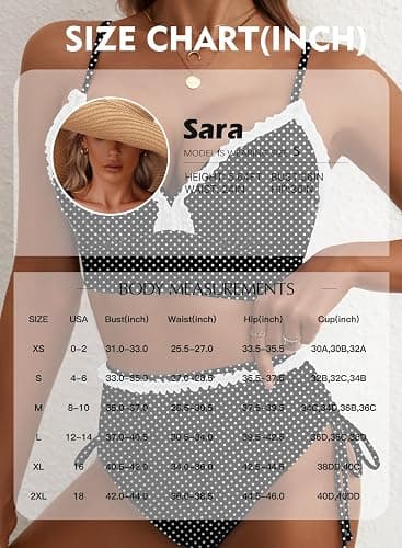 Herseas Women's Splice Ruffle Trim Bikini Sets Tie Side Swimsuits High Waisted Bathing Suits thumbnail 6
