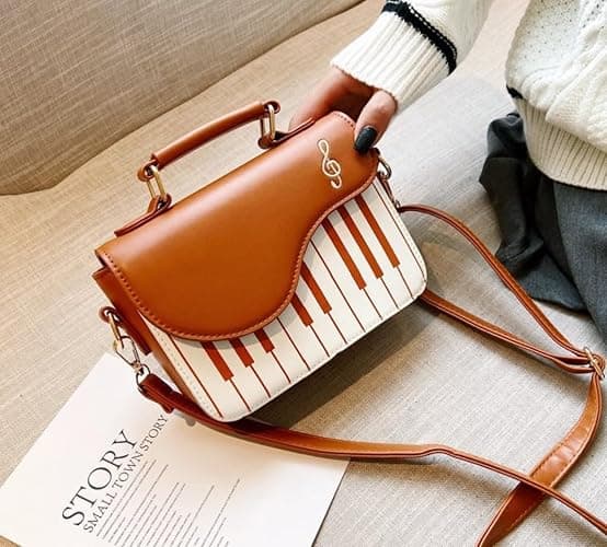 Piano music notes PU Leather shoulder bag crossbody tote bag for women thumbnail 3