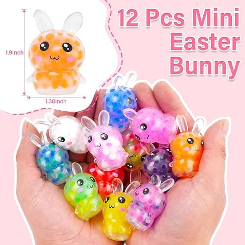 TOOYUMON Easter Egg Fillers, 12 Pcs Mini Bunny Squishy Toys, Easter Basket Stuffers Essentials Egg Basket Fillers Gifts for Teens Adults, Bunny Stress Ball Party Favors thumbnail 3