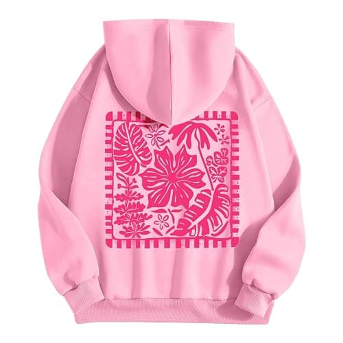 Palm Puff Hoodie for Women Teen Girls Beach Style Oversized Preppy Sweatshirt Y2K Cute Graphic Long Sleeve Tops with Pocket thumbnail 4