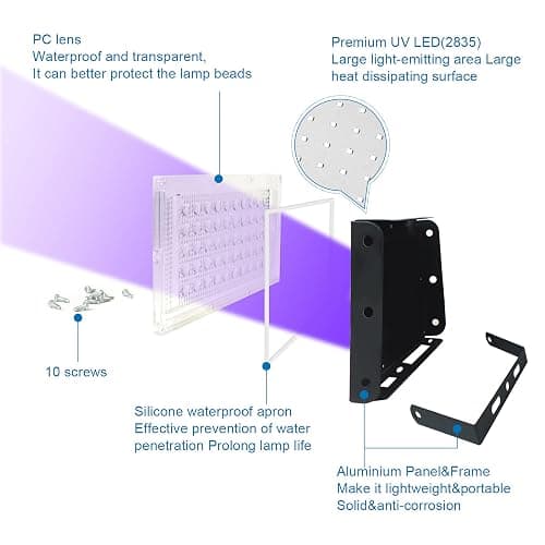 Indmird 2 Pack 50W Black Lights, Blacklight Flood Light with Plug and Switch,for Glow Party, Halloween, Fluorescent Poster, Body Paint thumbnail 2