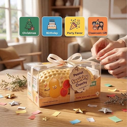 Crunchy Peanut Squishy Toys,Slow Rising Squishy Fidget Toys for Kid & Adult | Peanut Squishy Crunchy, Realistic Food Shaped Decompression Stress Balls, for Stress Anxiety Relief, Office Use, Party Favors thumbnail 6