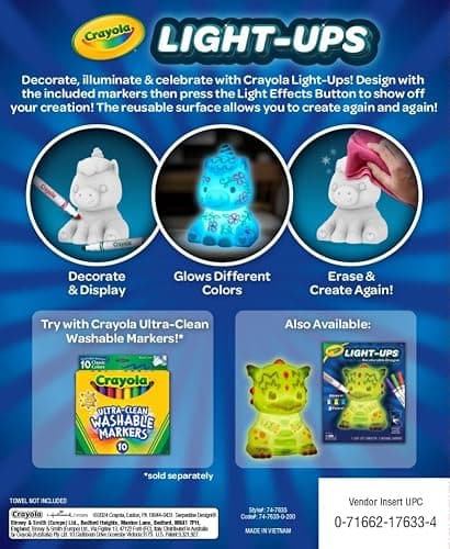 Crayola Light Ups - Unicorn, Reusable Holiday Craft, Glow In The Dark, Unicorn Gift for Kids, Decoration Craft, Toys & Gifts for Kids - Unicorn Figure thumbnail 7