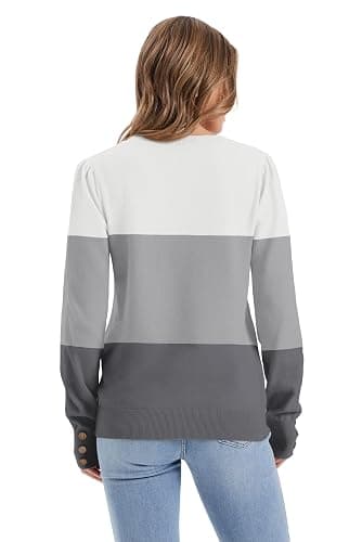 Womens Sweaters Fall Fashion 2025 Long Sleeve Button Cuff Soft Knit Pullover Trendy Tops Dressy Casual Blouses thumbnail 5