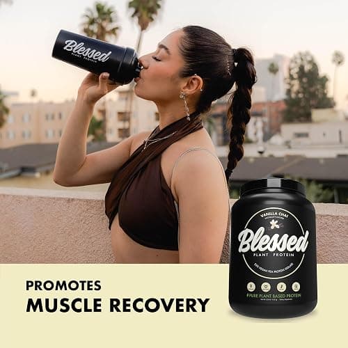 Blessed Vegan Protein Powder - Plant Based Protein Powder Meal Replacement Protein Shake, 23g of Pea Protein Powder, Dairy Free, Gluten Free, Soy Free, No Sugar Added, 30 Servings (Vanilla Chai) thumbnail 4