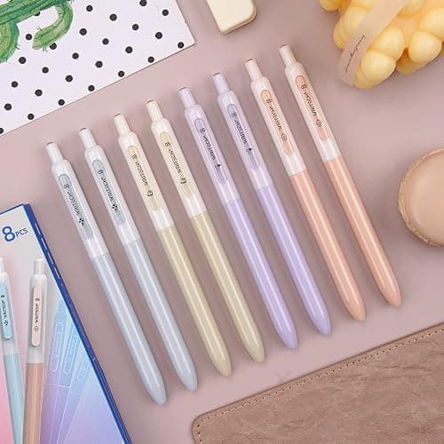 WRITECH Gel Pens Fine Point:0.5mm Silent Retractable Extra Fine Needle Point Smooth Writing Pen Dual Tip Highlighter Markers: Aesthetic Fine & Chisel Tip thumbnail 2