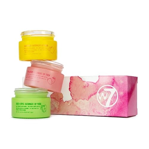 W7 Sweet Dreams Overnight Lip Mask Trio - Strawberry, Apple & Grapefruit Flavor Gift Set - Vitamin E, Aloe Vera and Grape Seed Oil - For Hydrated, Full Looking & Irresistible Lips - Image 1