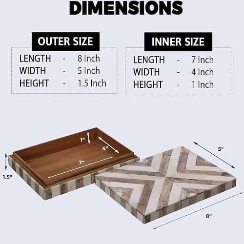 Handicrafts Home Decorative Keepsake Box 8x5 – Small Organizer Box with Lid, Boho Decorative Storage, Retro Memory Box, Unique Coffee Table Décor, Jewelry or Trinket Box, Modern Shelf Decorative Box thumbnail 2