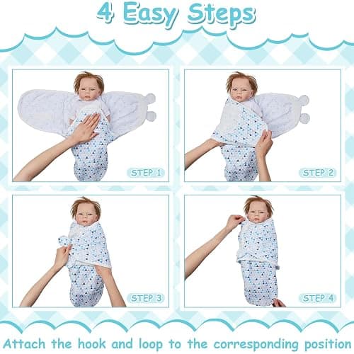 Ramede 6 Pack Swaddle Blanket with Hats for Baby Girl Boy 100% Cotton Swaddles 0-3 Months, Adjustable Breathable Skin Friendly Receiving Blanket Wrap, Essential for Newborns thumbnail 4
