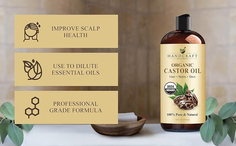 Handcraft Blends Organic Castor Oil - 16 Fl Oz - 100% Pure and Natural - Premium Grade Carrier Oil for Hair Growth, Eyelashes and Eyebrows - Hair and Body - Expeller-Pressed & Hexane-Free thumbnail 6