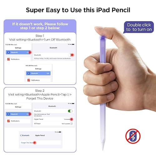 DEGGE Stylus Pen for iPad 2018-2025, 15Mins Fast Charge for Apple Pencil, Palm Rejection, Compatible with iPad A16 11/10/9/8/7/6, iPad Pro M5/M4/12.9"/11", iPad mini 7/6/5, iPad Air M3/M2/5/4/3 thumbnail 5