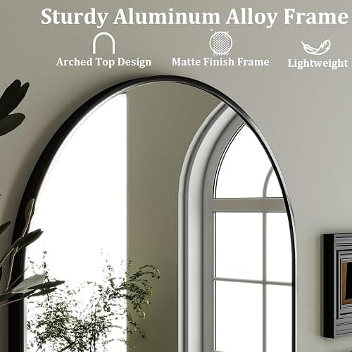 HARRITPURE 20"x30" Arched Bathroom Mirror - Wall Mounted Mirror - Black Arch Mirror - Aluminum Alloy Frame Bathroom Mirror Living Room, Bedroom and Entryway thumbnail 5