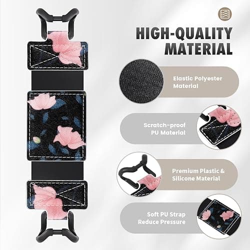 MoKo Soft Hand Strap for 6-8" Kindle eReaders Fire Tablet Kindle/Kobo/Voyaga/Lenovo/Sony Kindle E-Book Tablet, Black High-Elasticity Versatile Hand Strap Lightweight Finger Grip Holder, Black & Pink thumbnail 3
