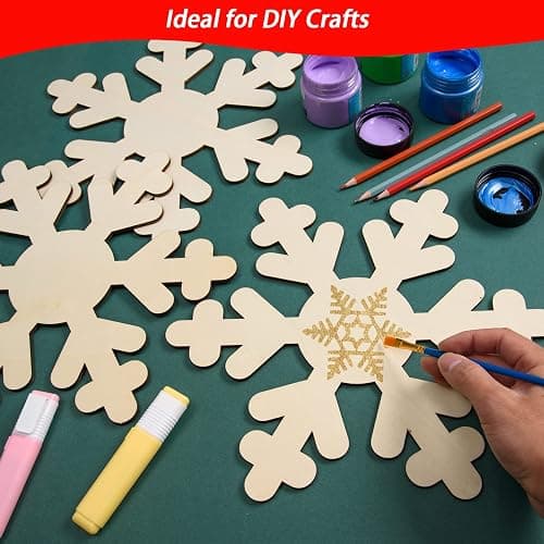 8 Pcs Large Wooden Christmas Snowflake Cutouts 12 Inch Unfinished Wood Snowflake Shape Ornaments Blank Christmas Wood Cutouts Slice Wooden Hanging Decoration for DIY Crafts Xmas Winter Decor thumbnail 2