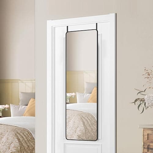 SONGMICS Ganzkörperspiegel, 120 x 40 cm, rechteckiger Spiegel, Wand- oder Türmontage, Rahmen aus Aluminiumlegierung, Hartglas, für Schlafzimmer, Wohnzimmer, Garderobe, tintenschwarz LFM032B01 - Image 1