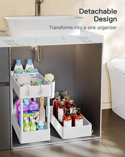 Pipishell Slim Storage Cart with Wheels, Bathroom Cart Organizer Storage Small, Rolling Carts for Bathroom, Laundry Room, Kitchen, Narrow Space, White PIUC04W thumbnail 6