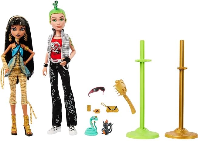 Monster High Booriginal Creeproduction Dolls 2-Pack, Cleo De Nile & Deuce Gorgon Collectible Reproductions with Doll Stands, Diaries & Pets thumbnail 5