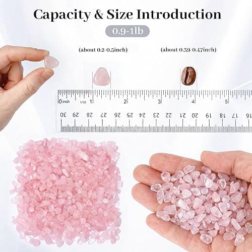 JOHOUSE Rose Quartz Crystals, 1LB Pink Crushed Rose Quartz Chips Bulk | Assorted Succulent Rocks, Plant Gravels, Aquarium Fish Tank Gravel, Vase Filler thumbnail 3