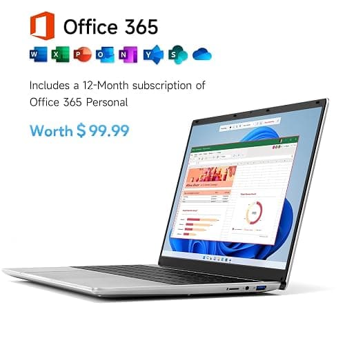 15.6 Inch Windows 11 Laptop, 6500Y Processor, 16GB RAM 256GB Storage Expandable to 512GB, FHD Display with Numpad, Office 365 Pre-Installed, Wi-Fi 5 Bluetooth 4.2, Type-C for Student & Business thumbnail 4