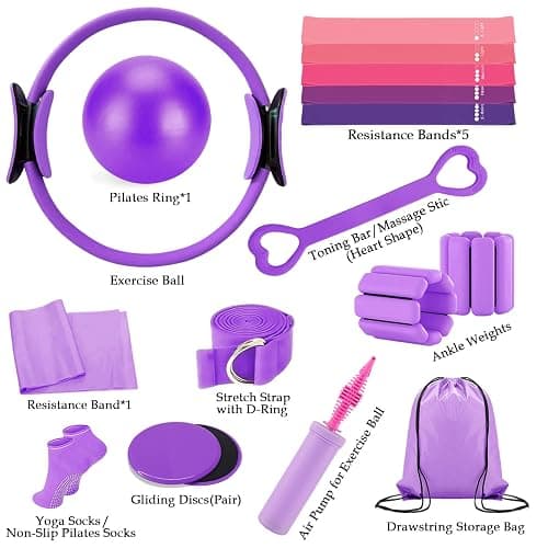 VIOXIA Pilates Kit for Home Workouts – Pilates Equipment Set with Ring, Ball, Resistance Bands, Pilates Accessories, Pilates Essentials Kit for Women, Pilates Sets for Home Exercise thumbnail 5