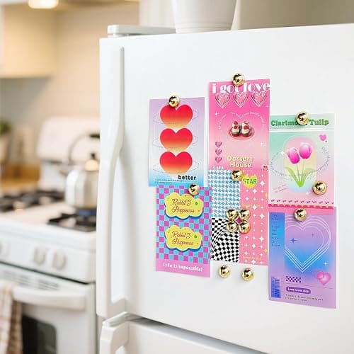 Janvelle Gold Fridge Magnets 12PCS Small Round Magnet for Refrigerator | 0.71inch Cute Photo Decorative Magnet Set Mini Magnets for Office Whiteboard Decor thumbnail 7