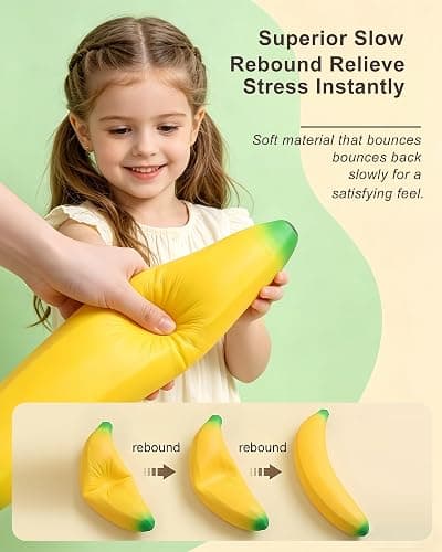 Giant Banana Squishy Toy, Soft Big Decompression Toy for Stress Relief and Enhancement for Work School thumbnail 3