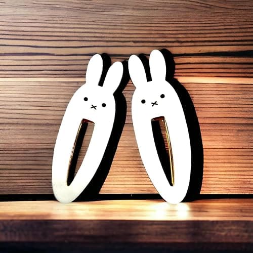KOZUKI Cute Bunny Hair Clip, Pack of 2, Japanese Anime Style, Large, White, Female thumbnail 3