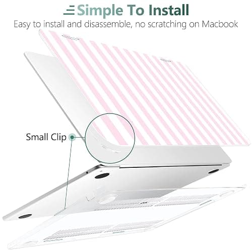 DONGKE for MacBook Air 15 inch Case M5 M4 M3 M2 Chip 2026 2025 2024 2023 Release (Model A3448 A3241 A3114 A2941), Hard Shell Case with Keyboard Cover & Type C Adapter, Pink & White Stripes thumbnail 7