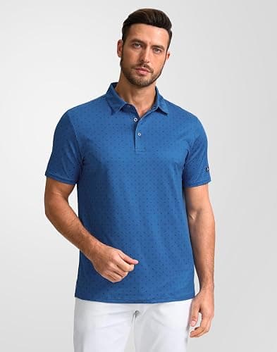 Obla Mens Golf Polo Shirts Short Sleeve Dry Fit Performance Moisture Wicking Casual Print Collared Golf Shirts for Men thumbnail 2