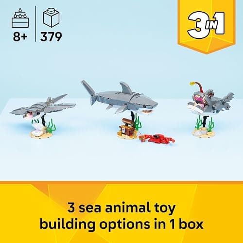 LEGO Creator Fierce Shark with a Treasure Chest Building Toy for Boys & Girls - Kids Build a Shark, Fish, or Manta Ray Animal Figure - Bedroom or Shelf Decor for Ages 8+ - 31381 thumbnail 2