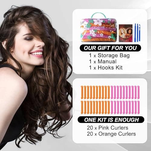 40pcs Heatless Spiral Hair Curlers for Long Hair - Heatless Curls Overnight 22inch Magic Hair Rollers No Heat Curlers for Women Kids thumbnail 7