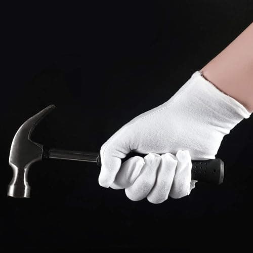 3 Pairs White Cotton Gloves for Dry Hands Eczema SPA Moisturizing - Work Glove Liners for Serving Costume Inspection thumbnail 3