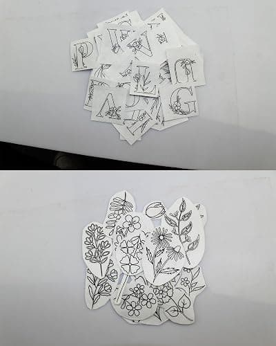 204pcs Water Soluble Hand Sewing Stabilizers，Embroidery Stick and Stitch Embroidery Paper Wash Away Stabilizers，for Embroidery Stabilizers Flower Patterns，for Hand Sewing Lover Beginners.letter&Flower thumbnail 6
