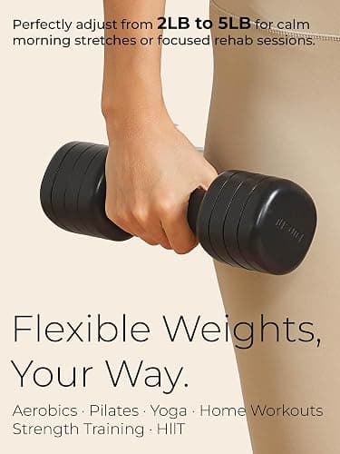 kure.fit Adjustable Dumbbell Set｜2LB 3LB 4LB 5LB Light Hand Weights for Women｜One-Twist Weight Adjustment｜Non-Slip Curved Grip Handle｜Free Weights for Home Gym, Rehab, Pilates, Yoga, Strength Training thumbnail 8