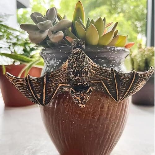 Bnrkmeb Resin Bat Statue, Bat Flower Pot Decoration, Flower Pot Plant Decoration, Fairy Garden Accessories, for Family or Friends, It Can Make Your Flowerpot More Vibrant thumbnail 3