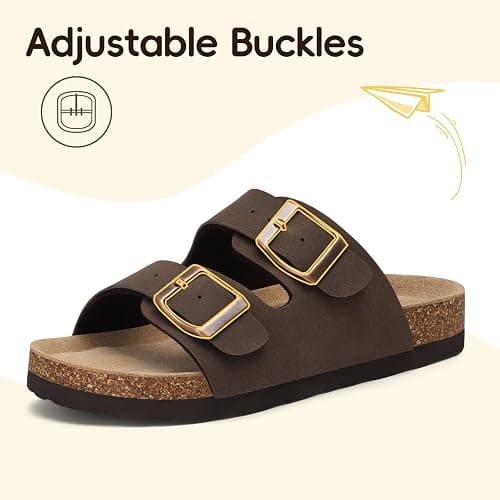 ODOLY Kids Cork Footbed Slides Sandals Adjustable Buckle Summer Shoes | Boys Girls Casual Sandals with Arch Insoles & Anti-Slip Soles for Toddler/Little/Big Kid thumbnail 5