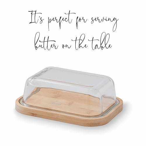 Lacor - 62898 - Récipient à beurre, Base en bambou, Plateau en verre borosilicate, Nettoyage facile, Lavable au lave-vaisselle, 18,5 x 14 x 6,5 cm thumbnail 5