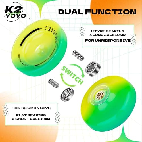 MAGICYOYO K2 Responsive Yoyo for Kids, Professional Yoyo for Beginner | Replacement Unresponsive Bearing for Adults/Advanced+12 Yo yo Strings+Bearing Remover (Yellow Green Gradient) thumbnail 4