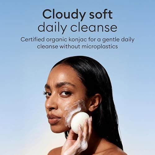 Vove Organic Konjac Facial Sponges 3-Pack - Natural Face Exfoliating Sponges with Bamboo Charcoal & Green Clay, Gentle Cleansing for All Skin Types, Natural Vegan Skincare, Certified Organic thumbnail 2