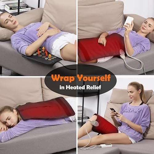 UTK Heating Pad for Back, 5X Deeper Back Pain Relief, Far Infrared Heating Pad with Natural Jade, FSA-HSA Eligible, Hotter to 159℉, 4H Auto Off, Travel Bag, Memory Function, 23.5"×16", Gifts for Women thumbnail 7