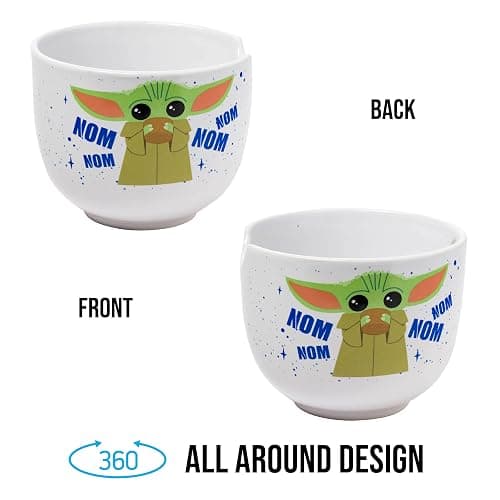 Silver Buffalo Star Wars Mandalorian Baby Yoda Grogu Nom Nom Ceramic Ramen Noodle Rice Bowl with Chopsticks, Microwave Safe, 20 Ounces thumbnail 7