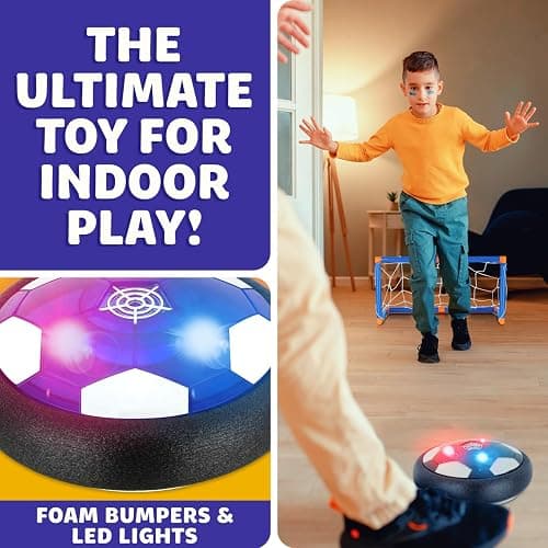 Hover Soccer Ball - Indoor Soccer Ball, Indoor Flying Toy Games (2 Floating Disk + 2 Goals) Boy Birthday Gifts, Indoor Silent Game | 4 in 1 Pack thumbnail 5
