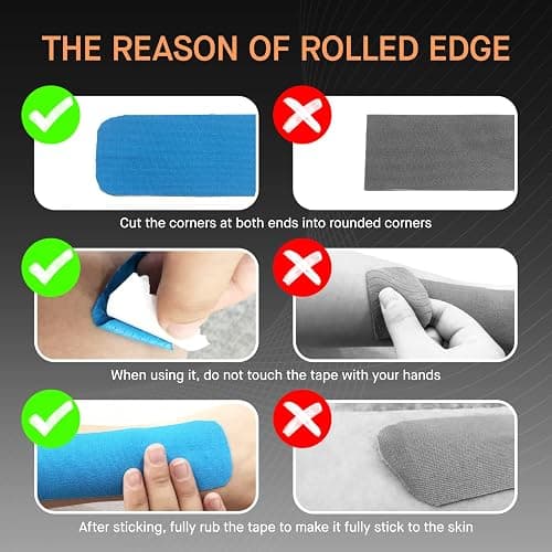 OK TAPE Regular Kinesiology Tape (4 Pack), Original Cotton Athletic Tape for Support Muscle Joint Knee, Sports Waterproof Tape Uncut Strips Latex Free, Hypoallergenic, 2in×16.4ft - 4 Colors thumbnail 8