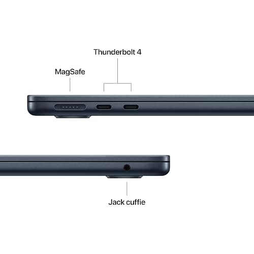 Apple Portatile MacBook Air 13'' con chip M4 (2025): progettato per Apple Intelligence, display Liquid Retina da 13,6'', 16GB di memoria unificata, 256GB di archiviazione SSD, Touch ID; Mezzanotte thumbnail 5