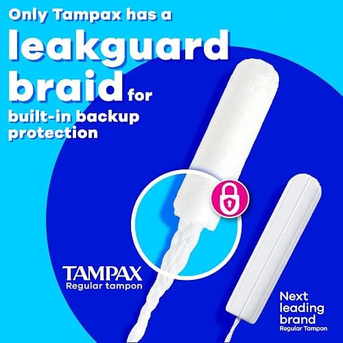 Tampax Pearl Tampons Tampons with Leak-Proof Braid, Lightweight/Regular/Super Absorbent, Unscented (Pack of 64) thumbnail 3