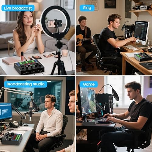 Podcast Equipment Bundle, Recording Studio Package with Podcast Microphone and Voice Changer, Live Sound Card - Audio Interface for Laptop Computer Vlog Living Broadcast Live Streaming YouTube TikTok thumbnail 6