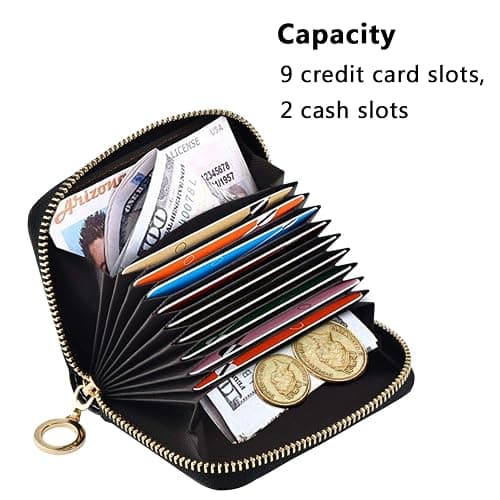 OTVEE RFID Credit Card Holder Case, Microfiber Leather Zipper Card Wallet for Women (Ladybugs) thumbnail 7